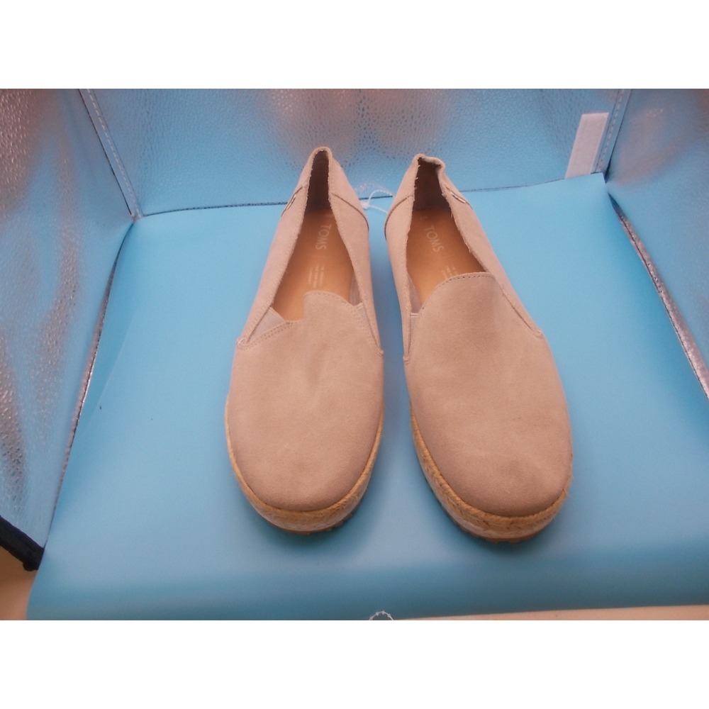 TOMS Womens Alpargata Platform Suede Espadrille Slip On Shoes Taupe Size 8